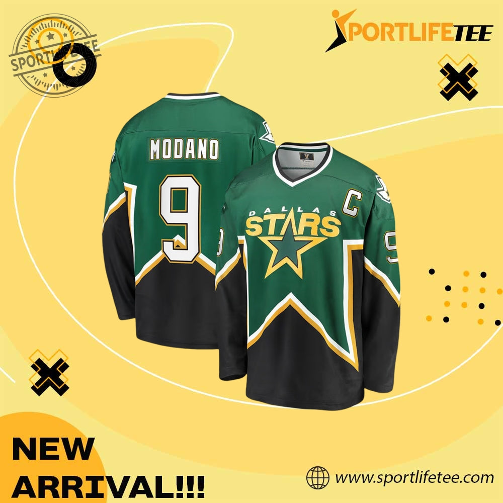 Mike Modano Dallas Stars Mens Green Vintage Breakaway Hockey Jersey 3D Shirt