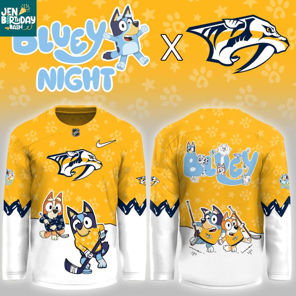 Nashville Predators Bluey Christmas Night 2025 Gameday Personalized Hockey Jersey