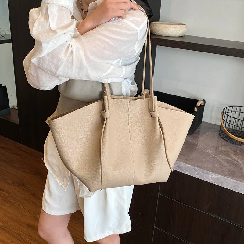 Branded Designer Shoulder Tote Bags For Women Soft PU Leather 2-IN-1 Big Capacity Shopper Tote Set 2025 Luxury Designer Handbags